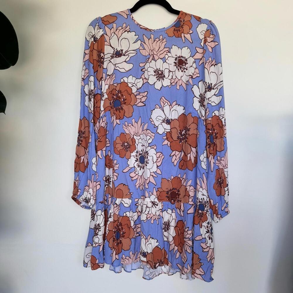 Aritzia Wilfred Lambrusco Tiered Long Sleeve Mini Dress - Picture 2 of 9